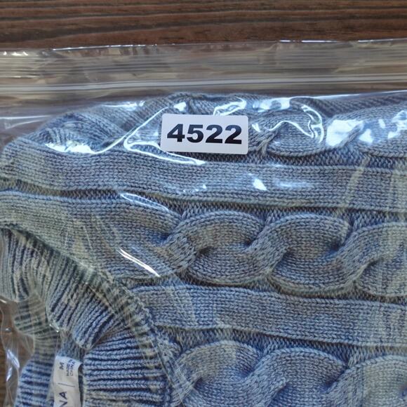 Arizona Jean Co Sweater Womens Medium Blue Chambray Cable Crop Knit Chunky Rib - Picture 7 of 7